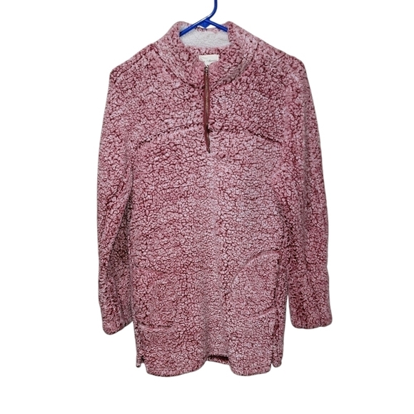 Love + Harmony size medium long sherpa red & white pullover jacket sweater - Picture 1 of 9
